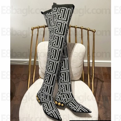 Balmain stretch knit Coin thigh-high boots 04 2022