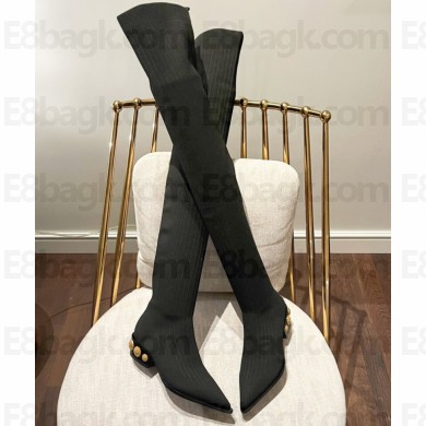 Balmain stretch knit Coin thigh-high boots 01 2022