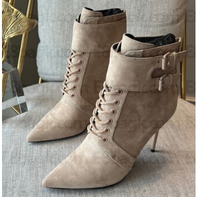Balmain Heel 9.5cm Uria ankle boots Suede Nude 2022
