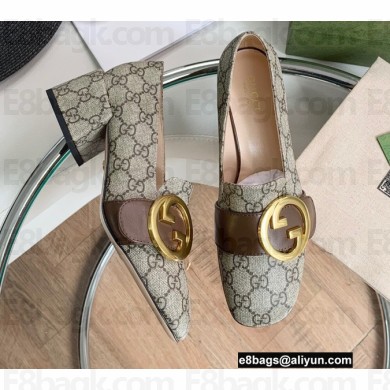 Gucci Blonde women's mid-heel pumps 701711 GG canvas Beige 2022