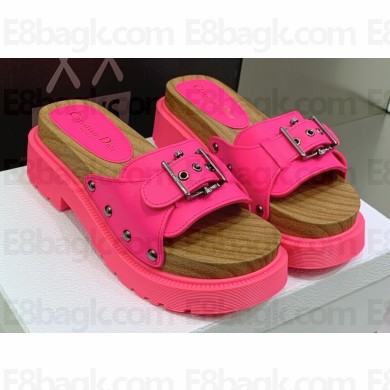 Dior Diorquake Strap Slides Sandals in Calfskin Bright Pink 2022