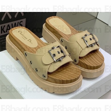 Dior Diorquake Strap Slides Sandals in Calfskin Beige 2022