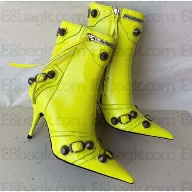Balenciaga Arena lambskin Cagole Booties Neon Yellow 2022