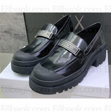 Dior Heel 5.5cm Brushed Calfskin Code Loafers Black 2022