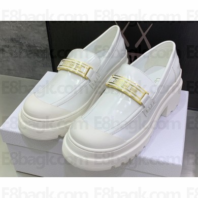 Dior Heel 5.5cm Brushed Calfskin Code Loafers White 2022