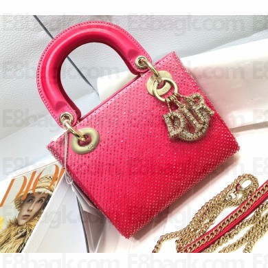 Lady Dior Mini Bag in Crystal Embroidery Red 2022
