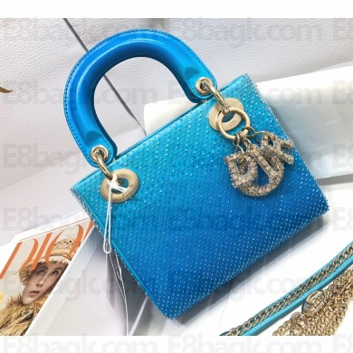 Lady Dior Mini Bag in Crystal Embroidery Blue 2022