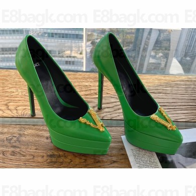 Versace Heel 15.5cm platform 1.5cm Virtus Pumps Green 2022