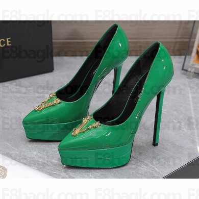 Versace Heel 15.5cm platform 1.5cm Virtus Pumps Patent Green 2022