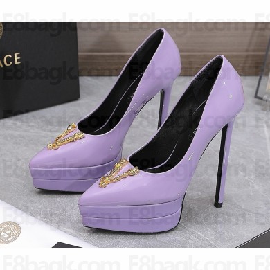 Versace Heel 15.5cm platform 1.5cm Virtus Pumps Patent Lavender 2022