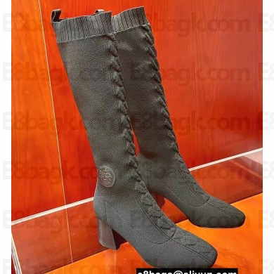 Hermes Fontaine 60 knit boots Top Quality Black