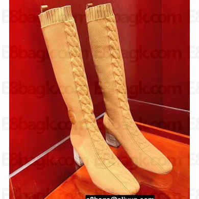 Hermes Fontaine 60 knit boots Top Quality Brown
