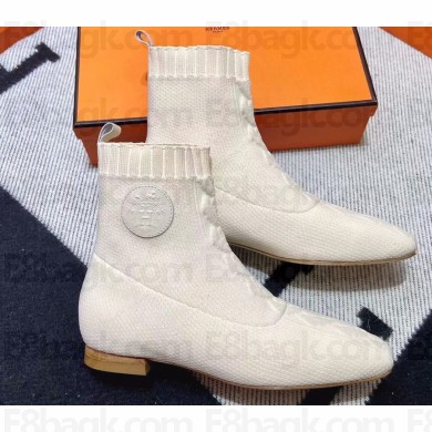 Hermes Duo knit Ankle boots Top Quality White