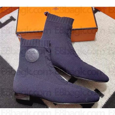 Hermes Duo knit Ankle boots Top Quality Blue