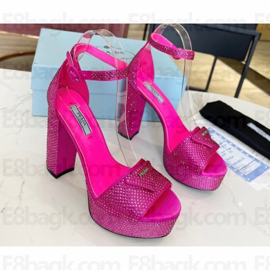 Prada Heel 11.5cm platform 3.5cm Satin sandals with crystals Fuchsia 2022