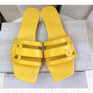 Jimmy Choo Nappa Leather Laran Flats with JC Monogram Yellow 2022