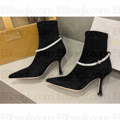 Jimmy Choo Heel 8.5cm Leroy Suede Ankle Boots Black 2022