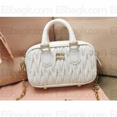 Miu Miu Matelassé nappa leather top-handle mini-bag 5BP077 White 2022