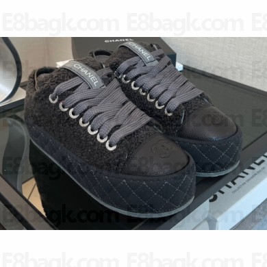 Chanel Fabric and Shiny Goatskin Trainers Sneakers G39105 Black  2022