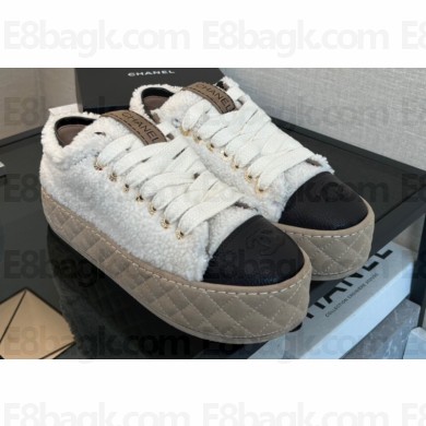 Chanel Fabric and Shiny Goatskin Trainers Sneakers G39105 White 2022