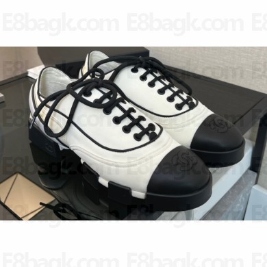 Chanel Fabric Trainers Lace-up Sneakers Black/White 2022