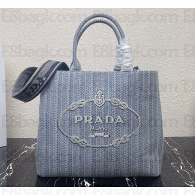 Prada Embroidered handbag 1BA342 Blue/Gray 2022