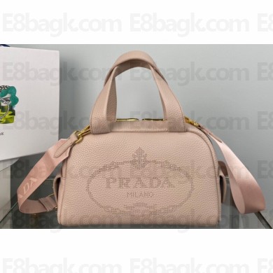 Prada Perforated logo Leather Handbag 1BH078 Nude Pink 2022