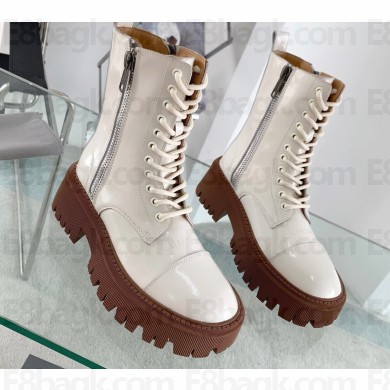 Balenciaga Heel 4.5cm Smooth calfskin Tractor Lace-up boots White