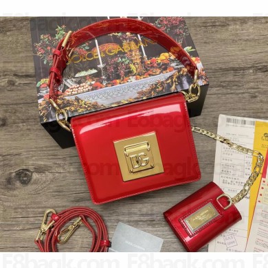 Dolce & Gabbana Small patent leather shoulder bag Red with DG fastening