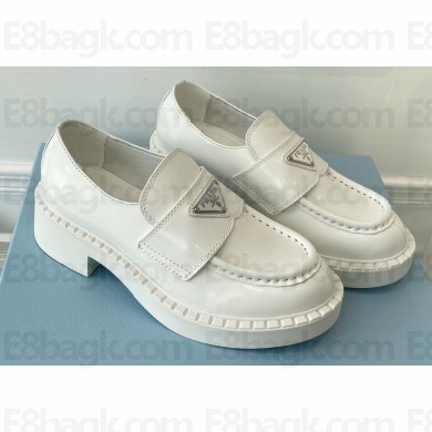 Prada Chocolate brushed leather loafers 1D246M White