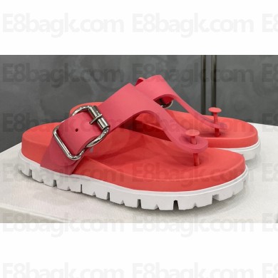 Prada metal buckle Rubber flip-flops Sandals Pink 2022