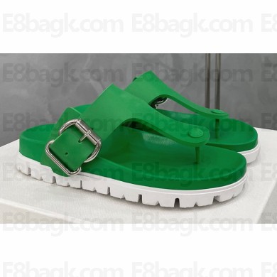 Prada metal buckle Rubber flip-flops Sandals Green 2022
