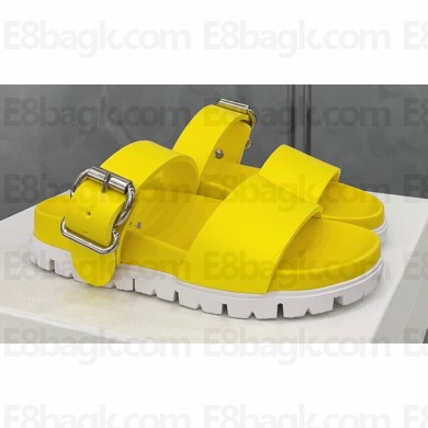 Prada metal buckle Rubber Open Toe Sandals Yellow 2022