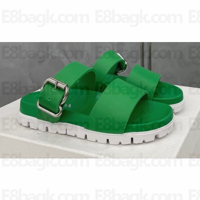 Prada metal buckle Rubber Open Toe Sandals Green 2022
