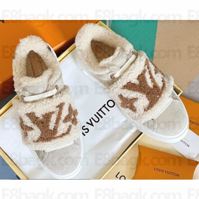 Louis Vuitton Suede calf leather and shearling Time Out Sneakers Nude 2022