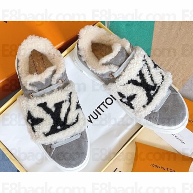 Louis Vuitton Suede calf leather and shearling Time Out Sneakers Gray 2022