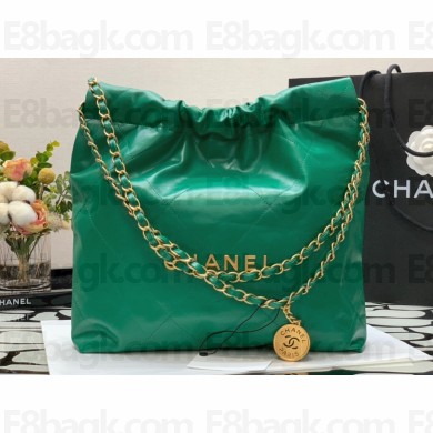 Chanel Calfskin CHANEL 22 Small Handbag AS3260 Green/Gold 2022