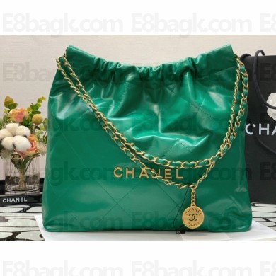 Chanel Calfskin CHANEL 22 Medium Handbag AS3261 Green/Gold 2022