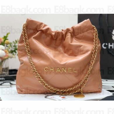 Chanel Calfskin CHANEL 22 Small Handbag AS3260 Brown/Gold 2022