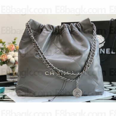 Chanel Calfskin CHANEL 22 Medium Handbag AS3261 Gray/Silver 2022