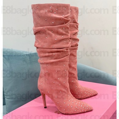 Paris Texas Heel 9cm Holly embellished suede boots Pink 2022