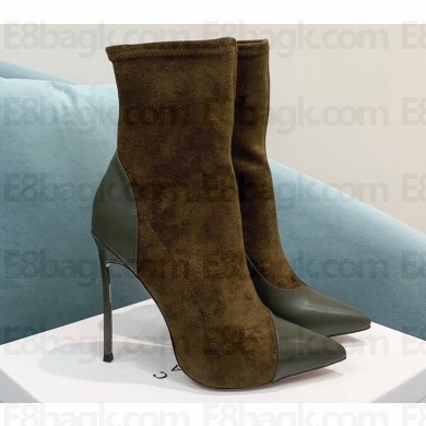 Casadei Heel 12cm Blade Leather ankle boots Suede Olive Green 2022