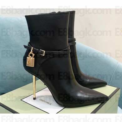 Tom Ford Heel 10.5cm LEATHER PADLOCK ANKLE boots Black 2022