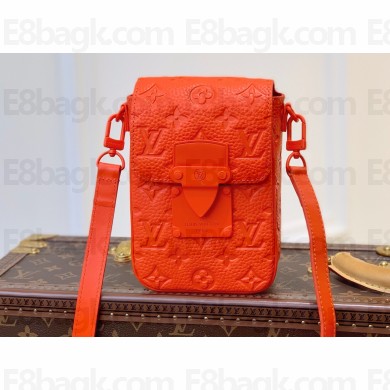 Louis Vuitton Taurillon Monogram leather S-Lock Vertical wearable wallet Bag Orange