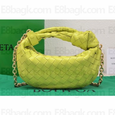 Bottega Veneta Chain mini jodie intrecciato leather top handle bag Yellow