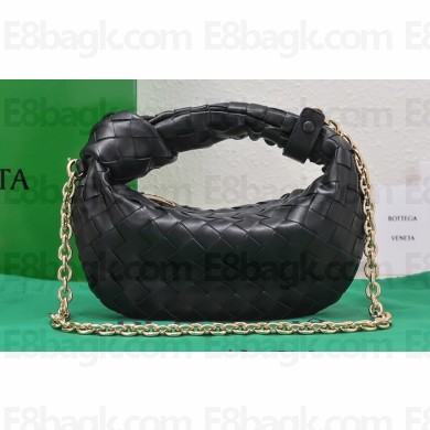 Bottega Veneta Chain mini jodie intrecciato leather top handle bag Black