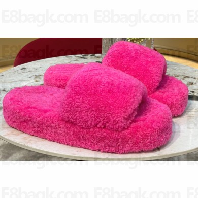 Bottega Veneta resort teddy Shearling slides Fuchsia 2022