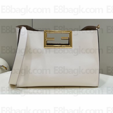 Fendi Way Large Leather Bag White
