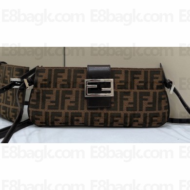 Fendi FF Brown fabric Shouler Bag 8313