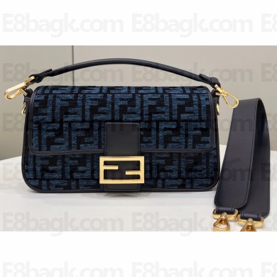 Fendi Medium Baguette FF tapestry fabric bag Blue